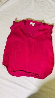 Kate Spade New York Magenta Pink V-Neck Ruffle Sleeve Viscose Blouse